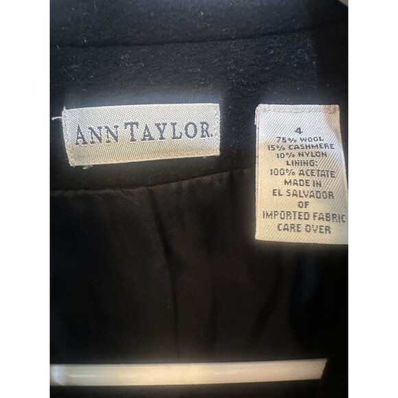 Wool Cashmere Jacket Short Black Zip Pockets Size 4 Coat Ann Taylor Women's - Picture 3 of 3